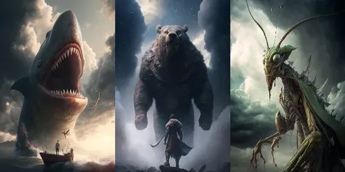 Dangerous Giant Animals Thrilling Tales generated by midjourney