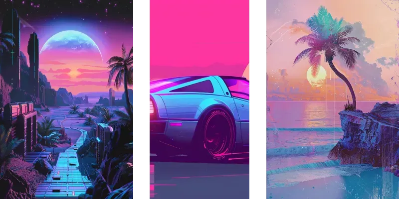 Nostalgic Vaporwave Illustrations generated by undefined
