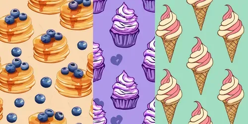 Cartoon Food Patterns generated by midjourney