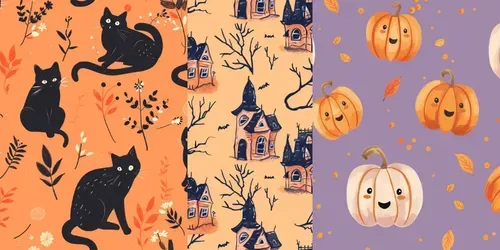 Halloween Seamless Patterns generated by midjourney