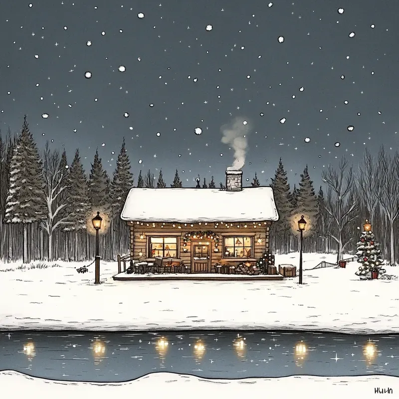 Cozy Christmas Hand Drawn Winter Scenes