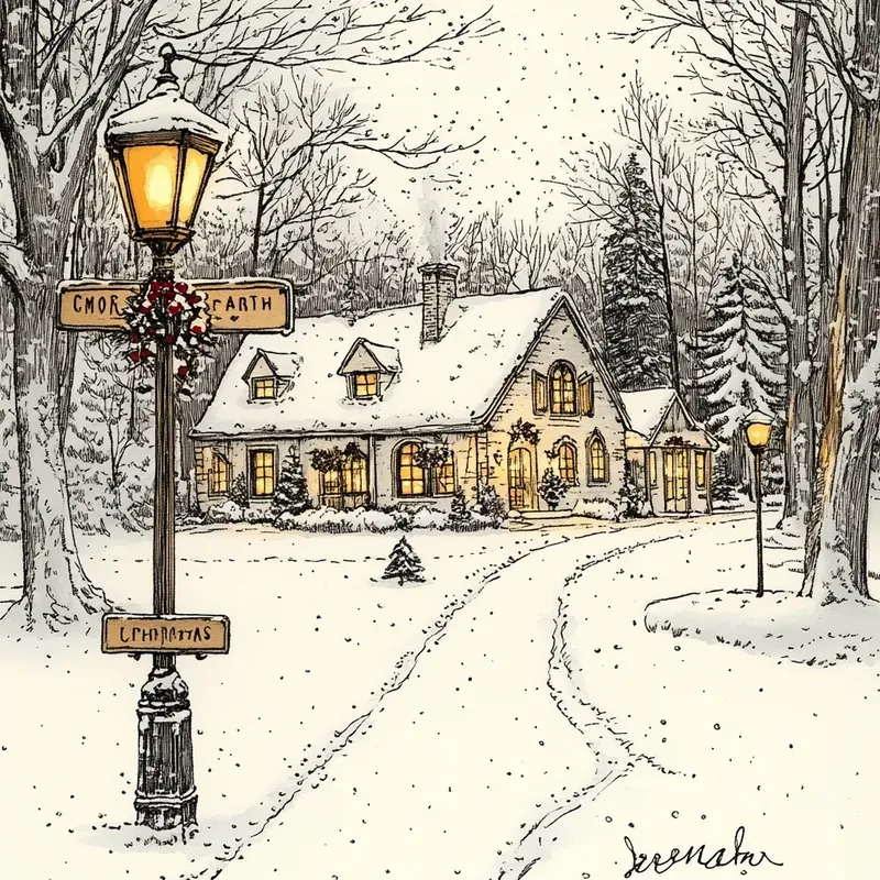 Cozy Christmas Hand Drawn Winter Scenes