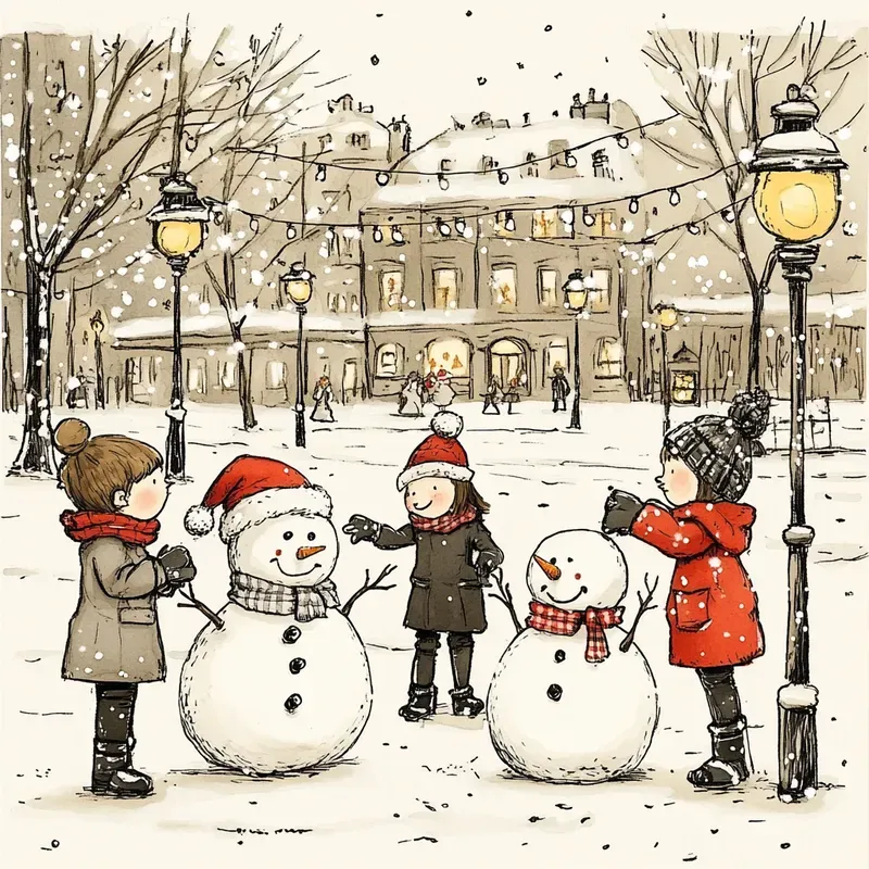 Cozy Christmas Hand Drawn Winter Scenes