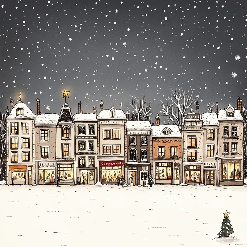 Cozy Christmas Hand Drawn Winter Scenes