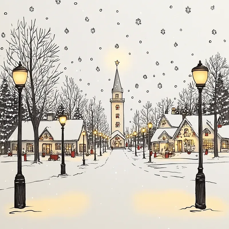 Cozy Christmas Hand Drawn Winter Scenes