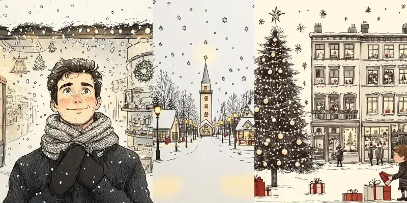 Cozy Christmas Hand Drawn Winter Scenes generated by undefined