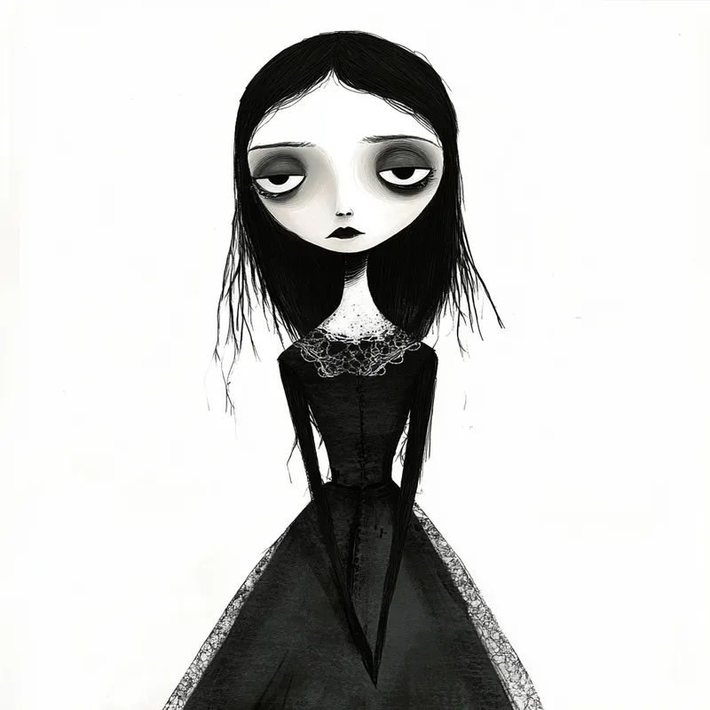 Monochrome Gothic Cartoon Art