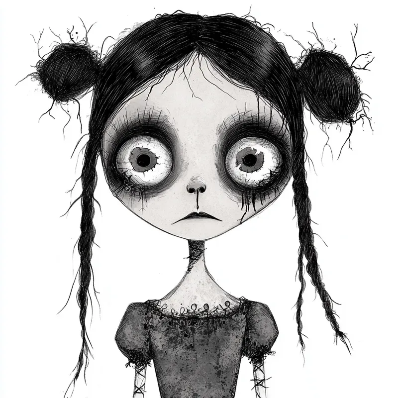 Monochrome Gothic Cartoon Art