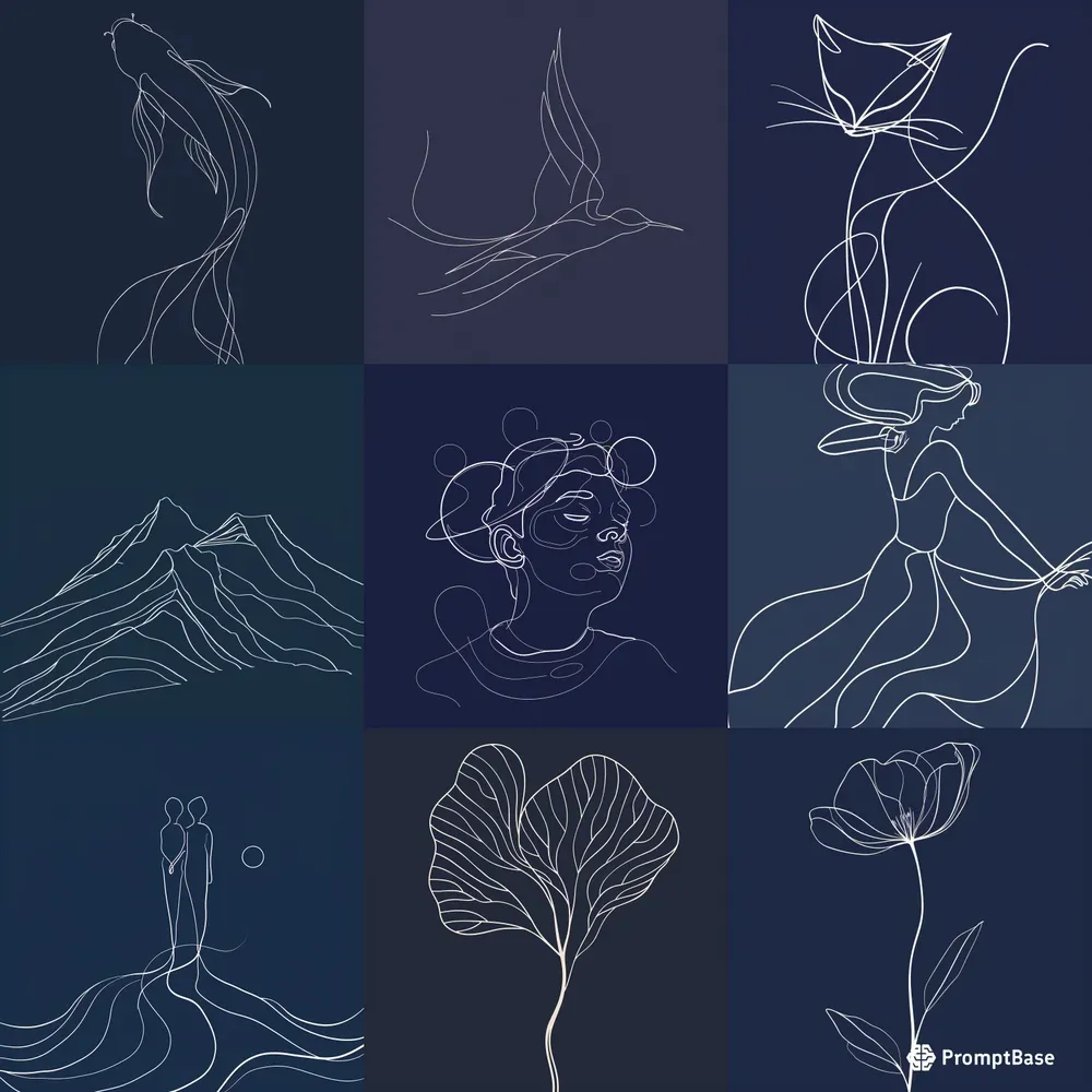 White Line Minimalistic Illustrations