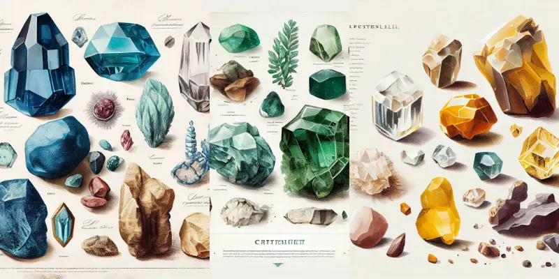 Antique Lithographs Of Gemstones Minerals generated by undefined