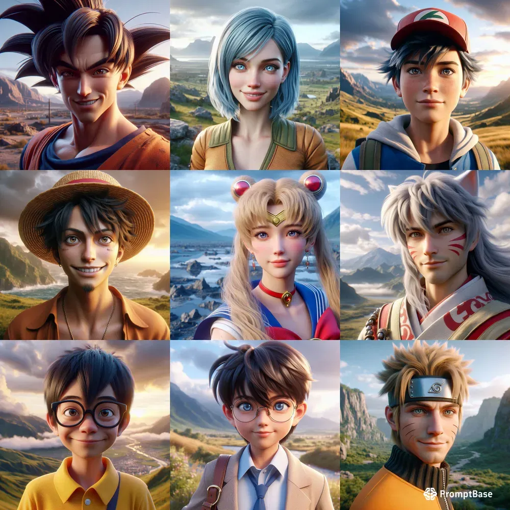 Realistic Anime Character Portraits