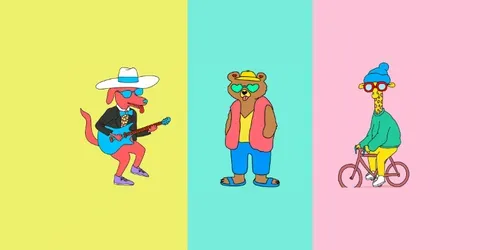 Colorful Doodle Animal Illustrations generated by midjourney