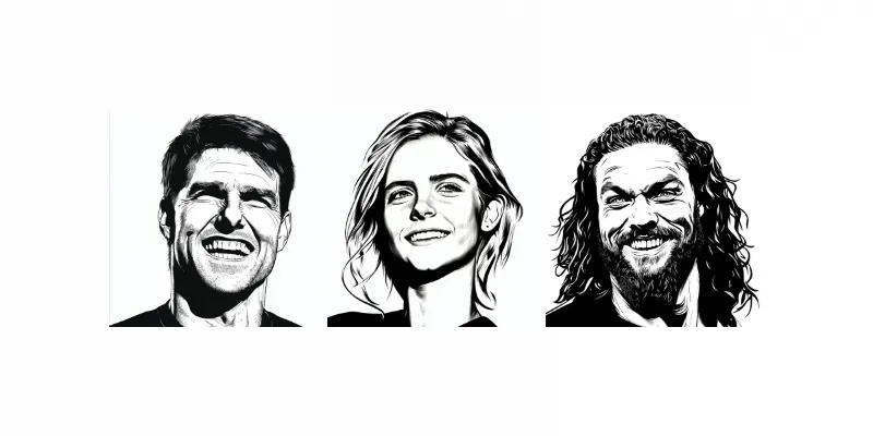Black White Celebrity Portraits generated by undefined