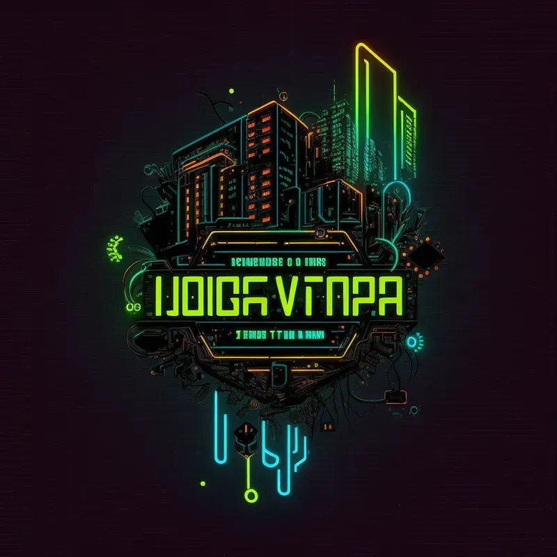 Cyberpunk Style Technology Logos