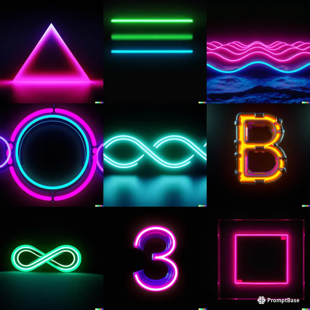Neon Letters Numbers Symbols