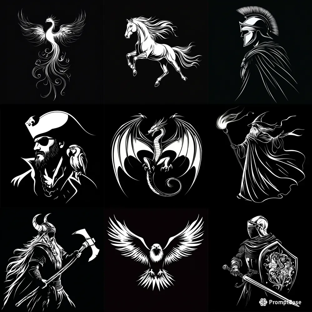 Stylized Silhouettes In Black And White
