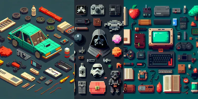 Pixel Art Knolling Items generated by undefined