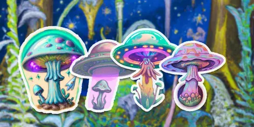 Psychedelic Space Shrooms generated by dalle
