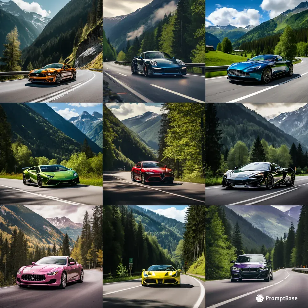 Stylish Cars Driving In Valley Nature