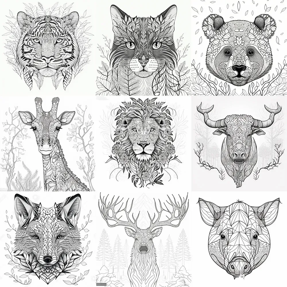 Symmetrical Animals Coloring Books