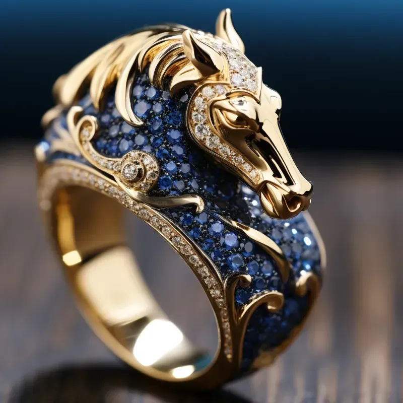 Gold Sculpted Ring Gem Elegance