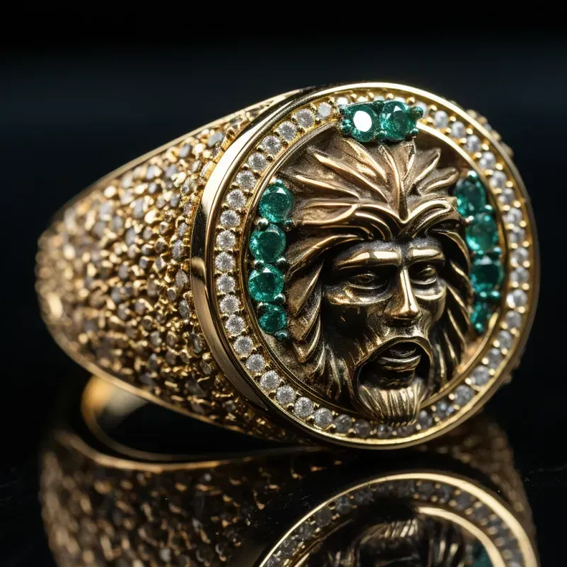 Gold Sculpted Ring Gem Elegance