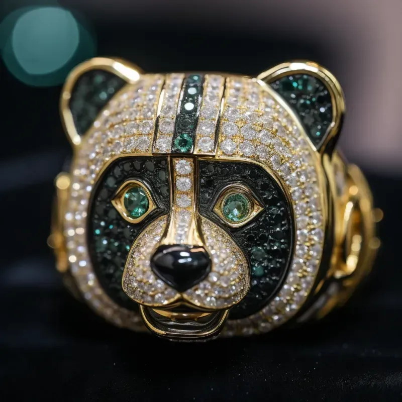 Gold Sculpted Ring Gem Elegance