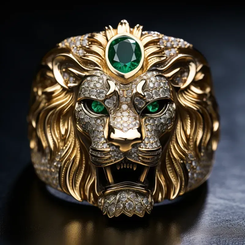 Gold Sculpted Ring Gem Elegance
