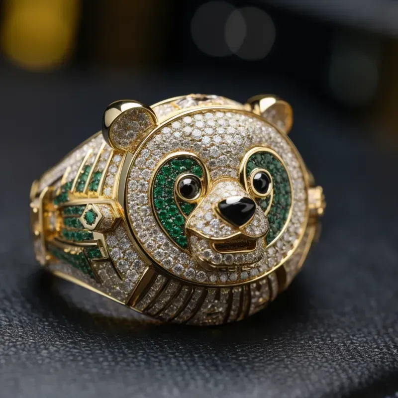 Gold Sculpted Ring Gem Elegance
