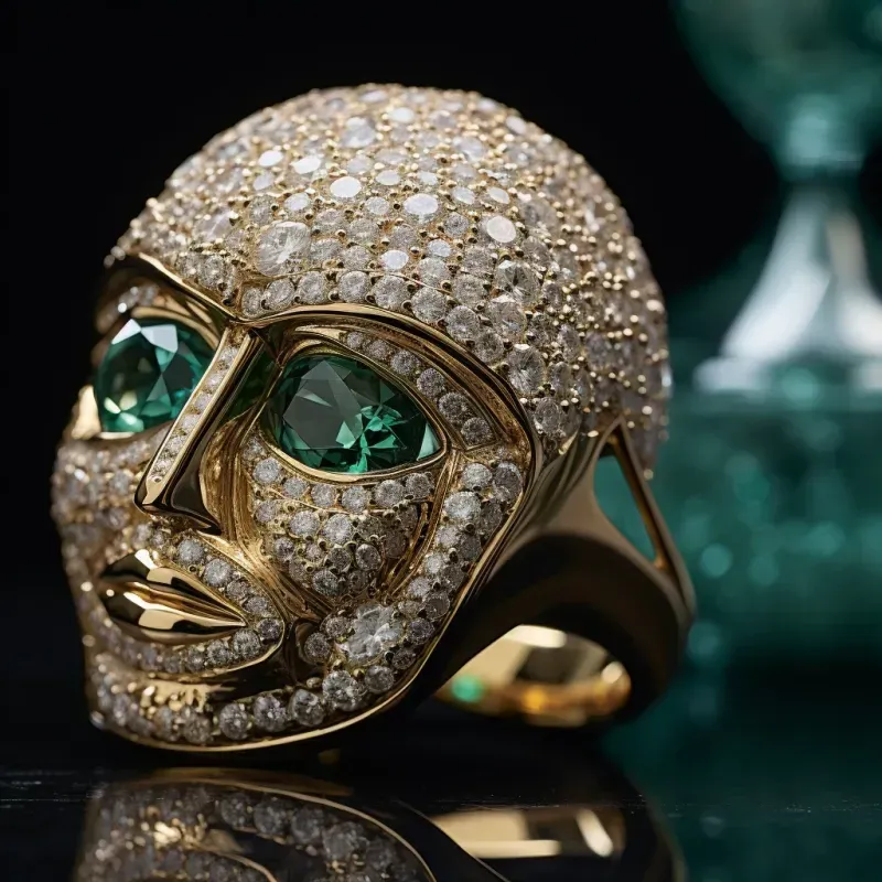 Gold Sculpted Ring Gem Elegance