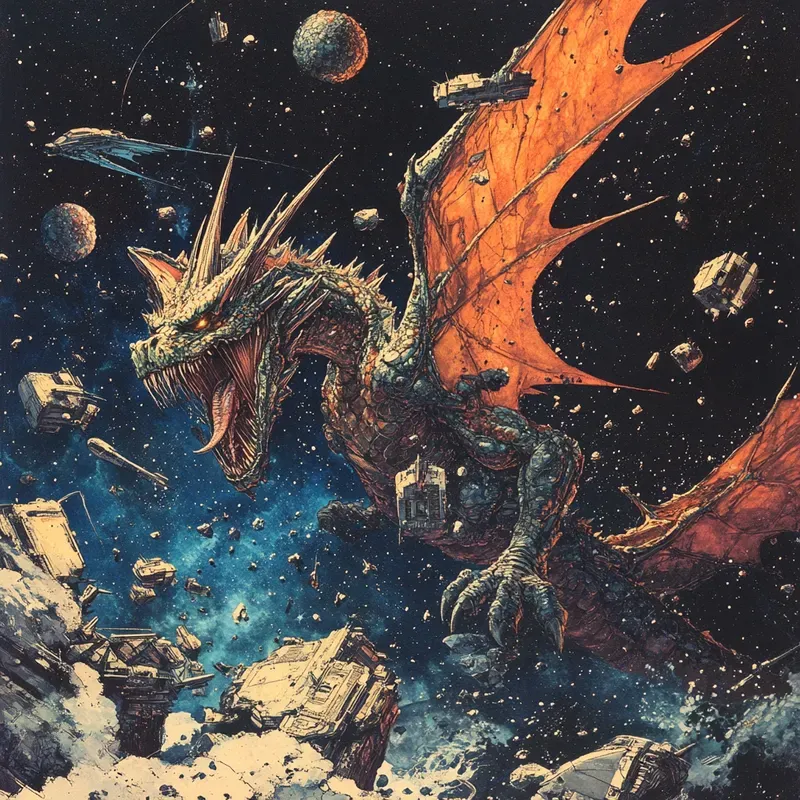 Complex 80s Scifi Fantasy Magazine Art