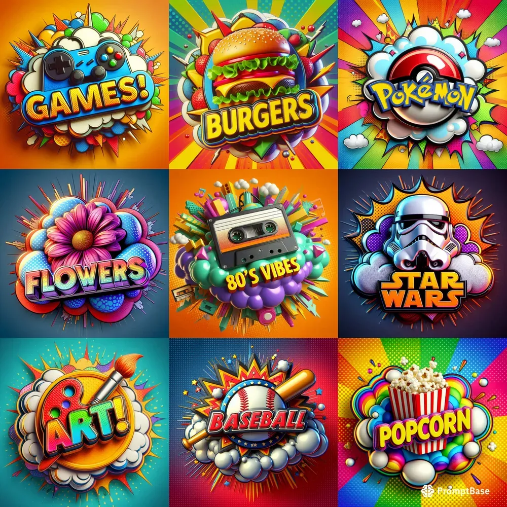 3D Pop Art Badges
