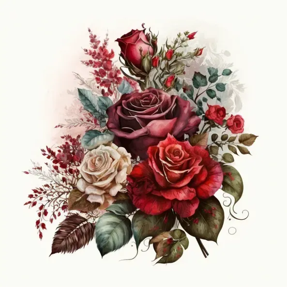 Watercolor Rose Bouquets