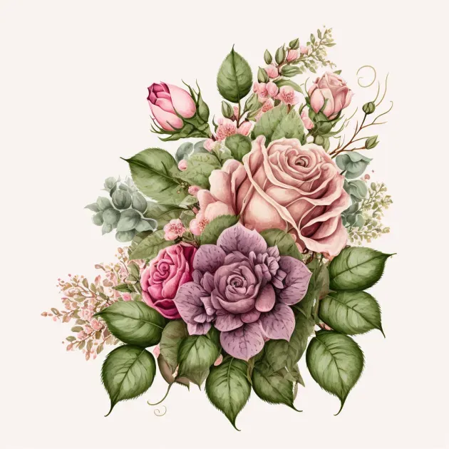 Watercolor Rose Bouquets