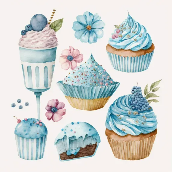 Watercolor Cupcakes