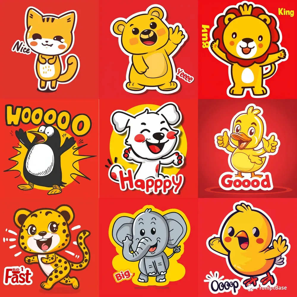 Cartoon Animals Simple Drawing Style