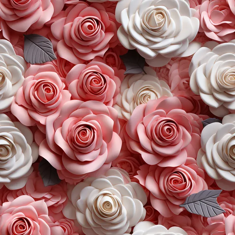 3D Paper Quilling Floral Seamless Patterns