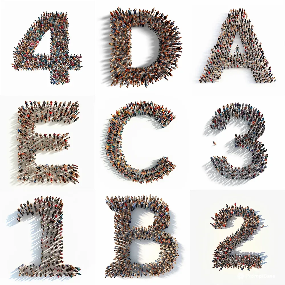 Alphabets With Letters Made Of People