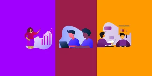 Flat-style Business Character Illustrations generated by dalle