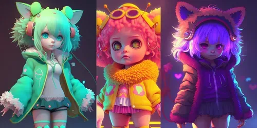 Monstermoon Cute Neon Anime Girls generated by midjourney