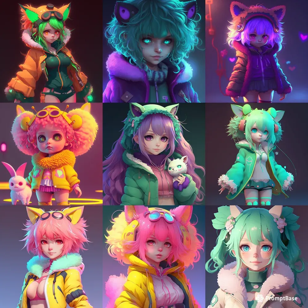 Monstermoon Cute Neon Anime Girls