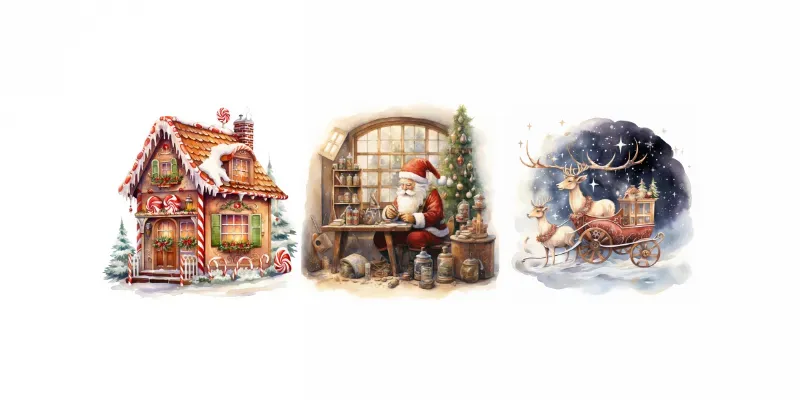 Christmas Watercolor Cliparts Designs generated by undefined