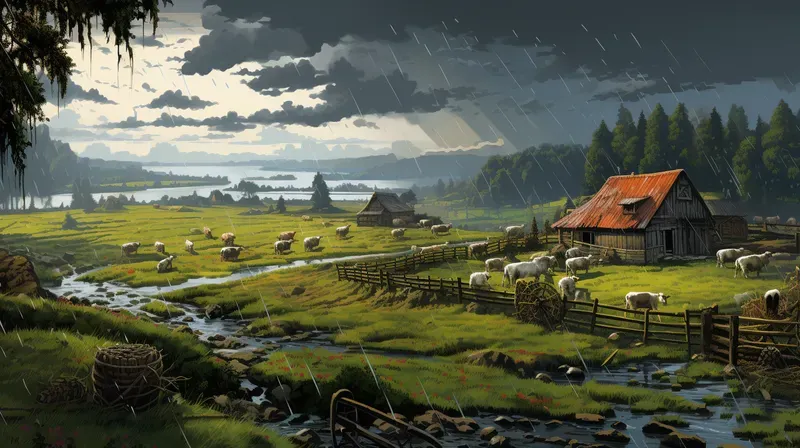 Raining Landscape Illustrations