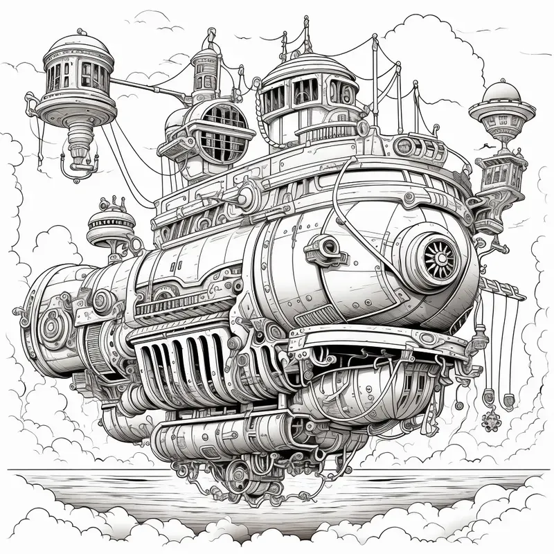 Steampunk Characters Coloring Book Pages