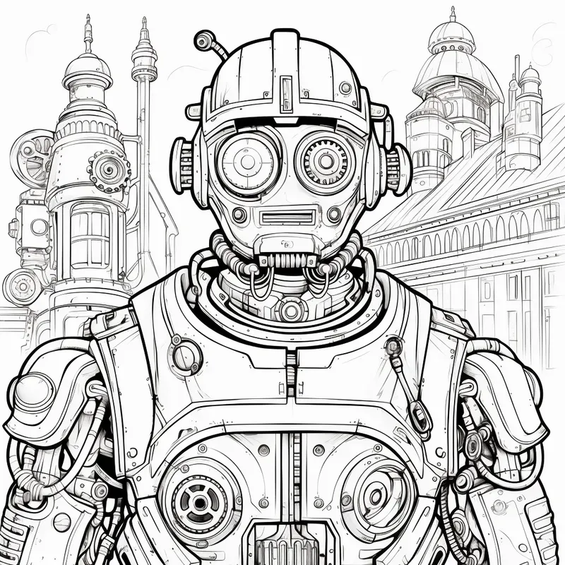 Steampunk Characters Coloring Book Pages