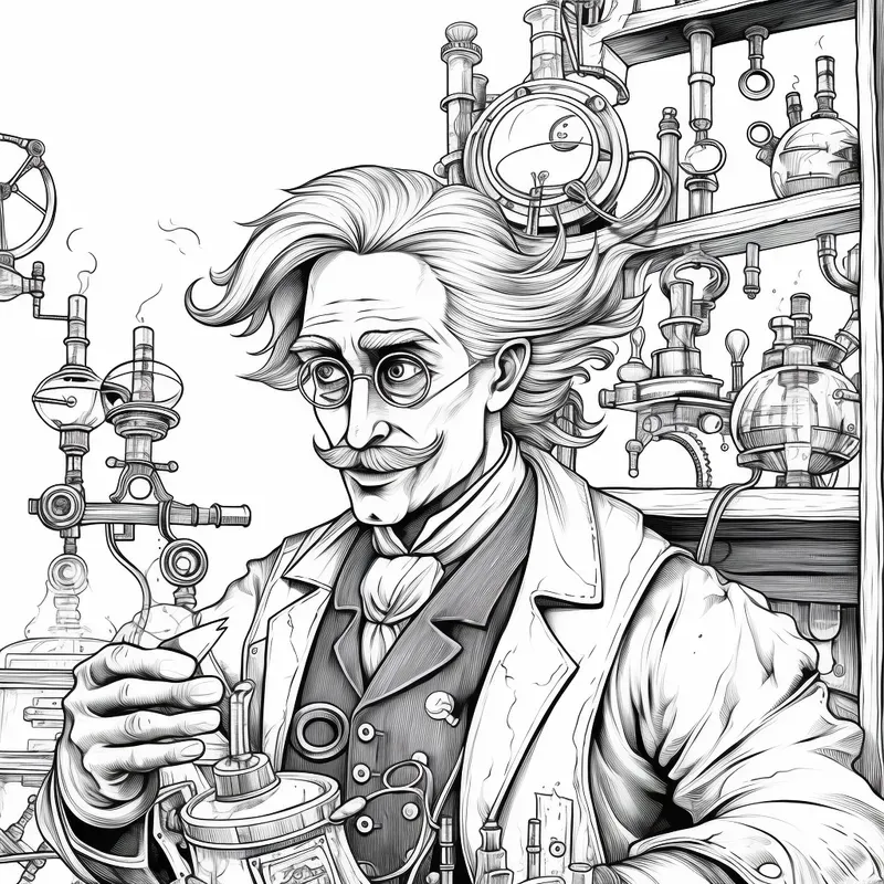 Steampunk Characters Coloring Book Pages