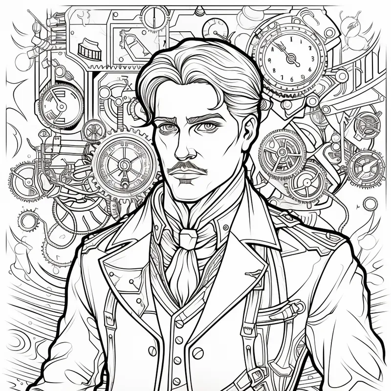 Steampunk Characters Coloring Book Pages