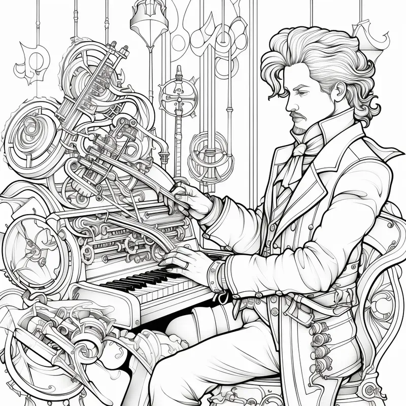 Steampunk Characters Coloring Book Pages