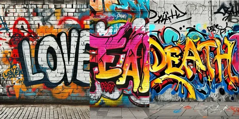 Realistic Graffiti Wall Illustrations generated by undefined