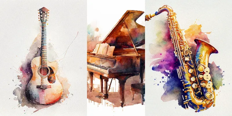 Watecolor Musical Instruments generated by undefined